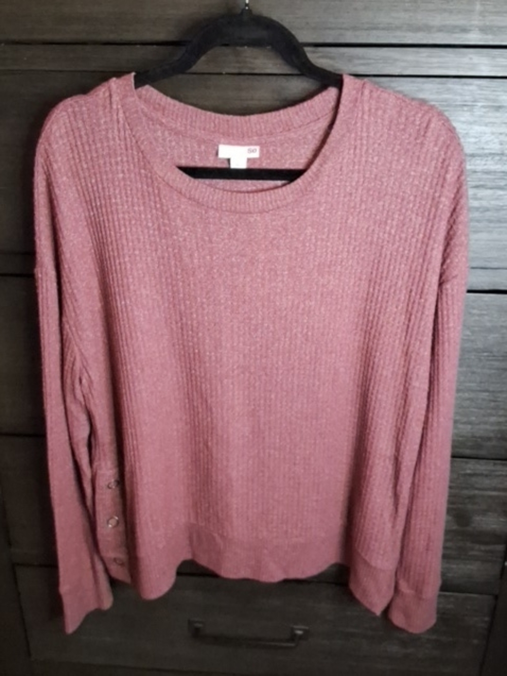 SO Ribbed Crewneck Sweater in Dusty Rose